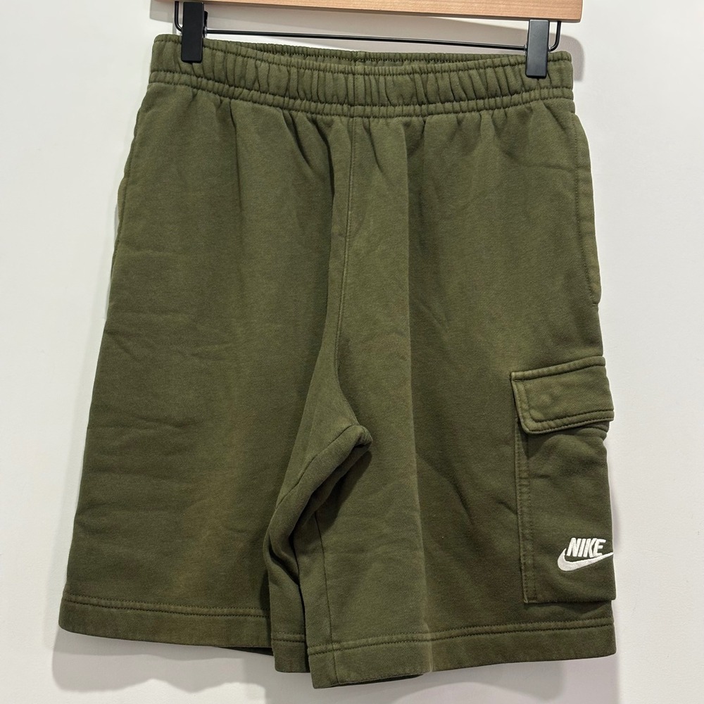 Nike Mens Fleece Cargo Shorts Olive Green XS Sweat Shorts Sportswear